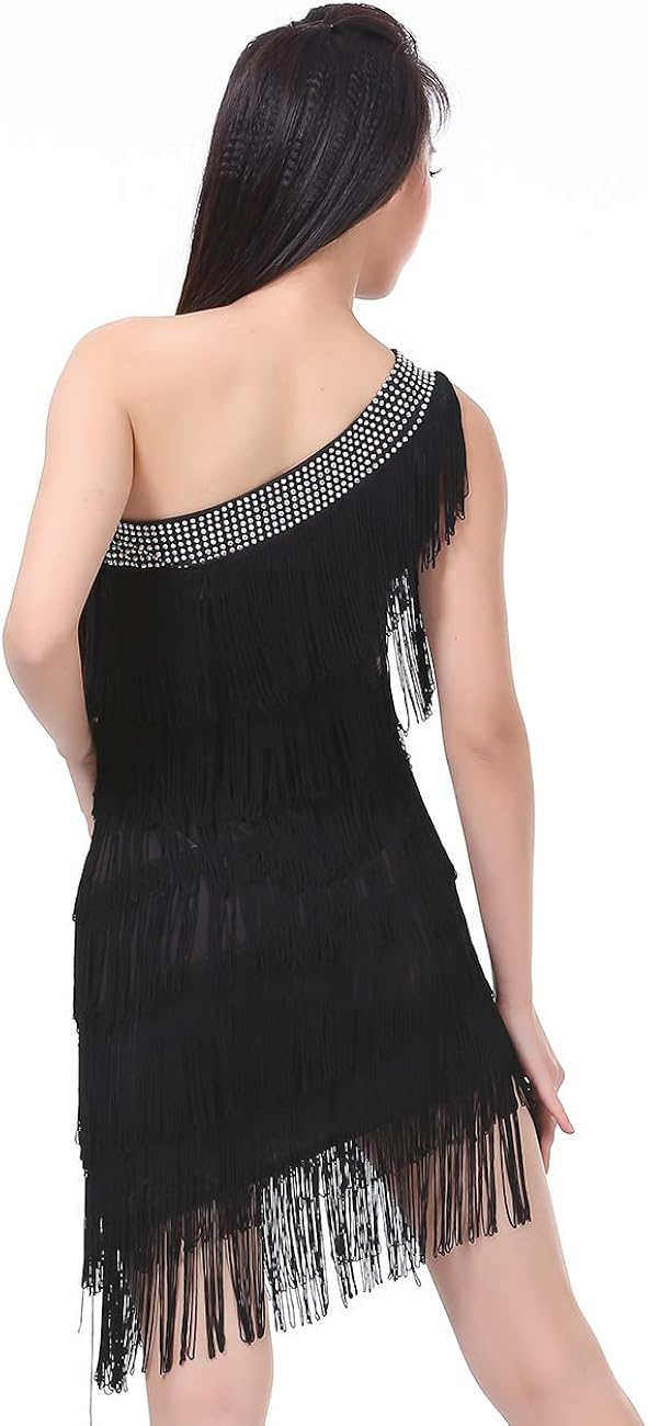 Aivtalk Tassels 1920s Flapper Party Cocktail Dress for Women Sexy Latin Smaba Dance Dress Light Blue: Clothing