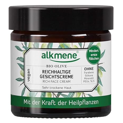 alkmene reichhaltige Gesichtscreme mit Bio Olivenöl für sehr trockene Haut, 50 ml