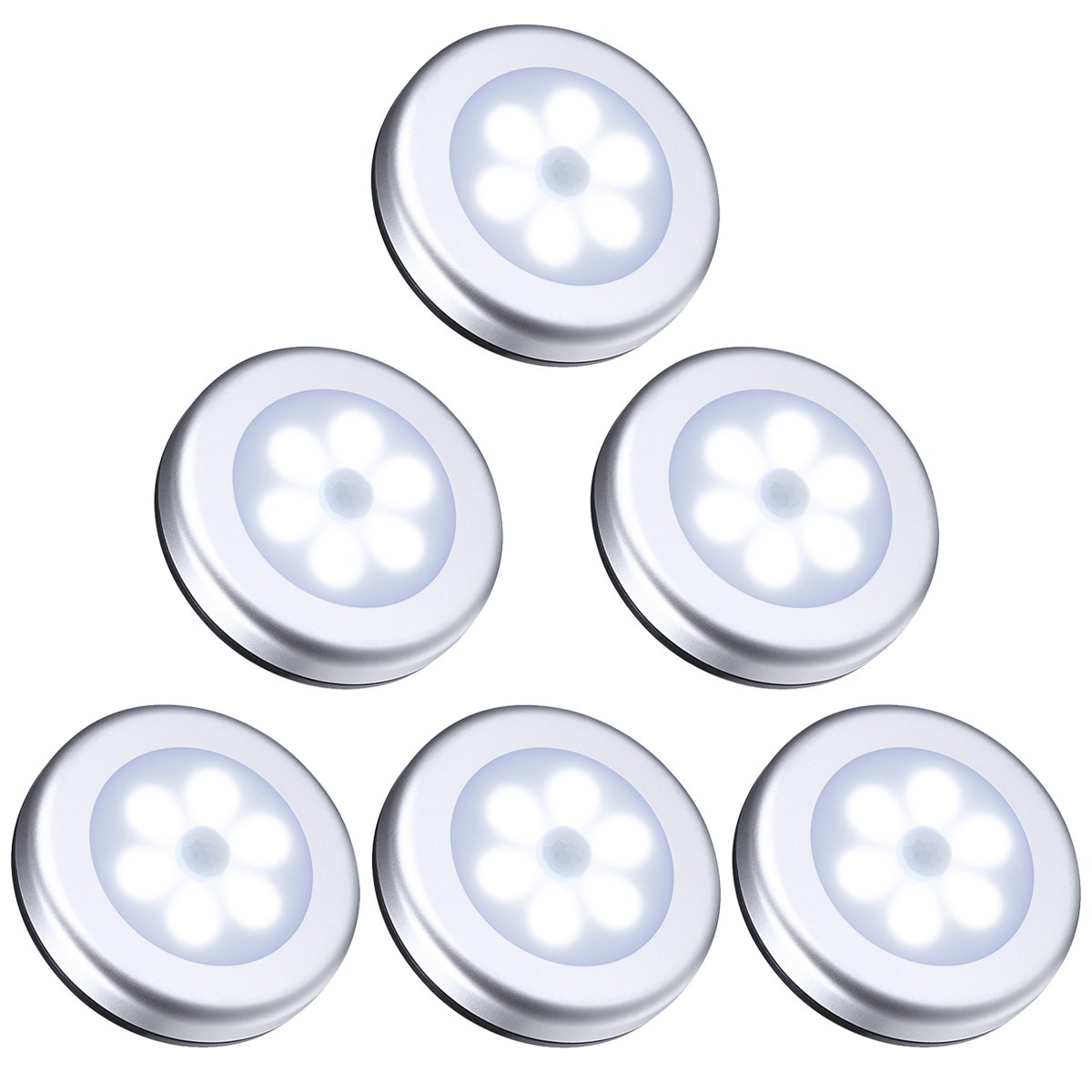 ORIA Motion Sensor Light, Battery Powered LED Light, Stick-Anywhere Closet Lights Stair Lights, Cabinet Lights, Safe Lights with Magnetic Strip, for Bathroom, Lockers, Hallway, Kitchen (Pack of 6)