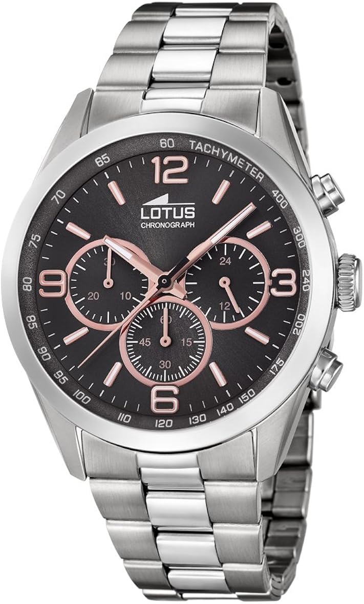 Lotus Watches Mens Chronograph Quartz Watch with Stainless Steel Strap