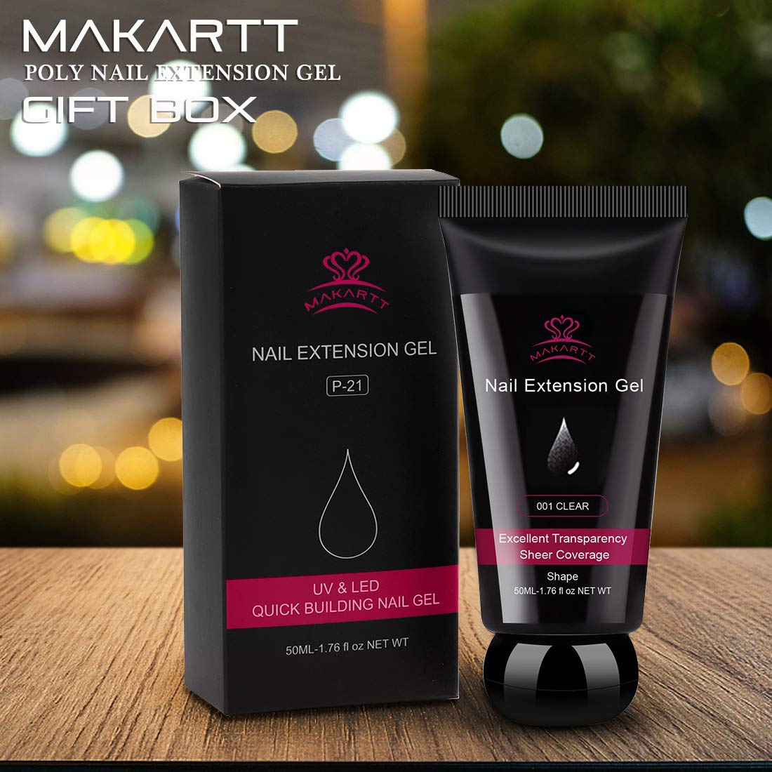 Makartt Nail Extension Gel Clear Builder Gel Nail Gel Trendy Nail Art Design Nail Extension Gel Salon Nail Easy DIY at Home 50ML P-21: Beauty