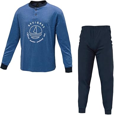 Navigare Pigiama Uomo Cotone Jersey Taglie Forti 3 Colori Serafino