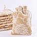 Whaline 20 Packs Rose Lace Burlap Bags with Drawstring Gift Bags Jewelry Pouch for Wedding and Valentine’s Party DIY Arts & Crafts Presents, 5.3 x 3.9 inches