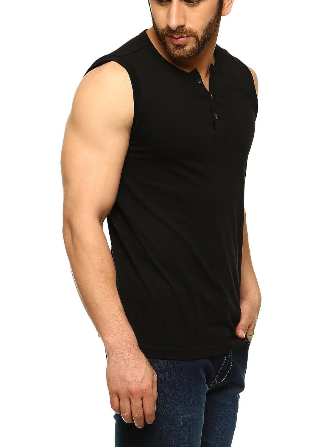 gritstones men black henley t-shirt-gsclhly720blk