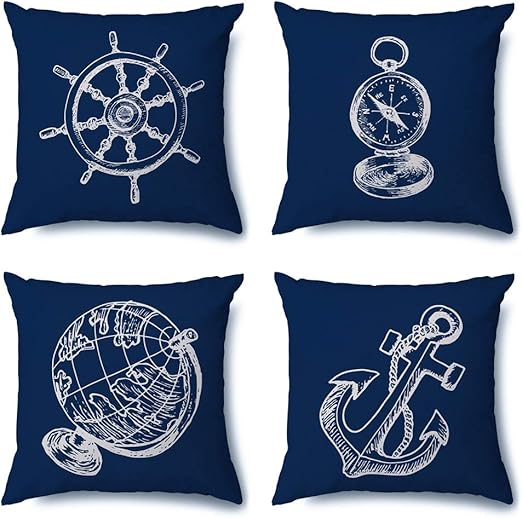 Artscope Juego de 4 fundas de cojín de lino y algodón para decoración