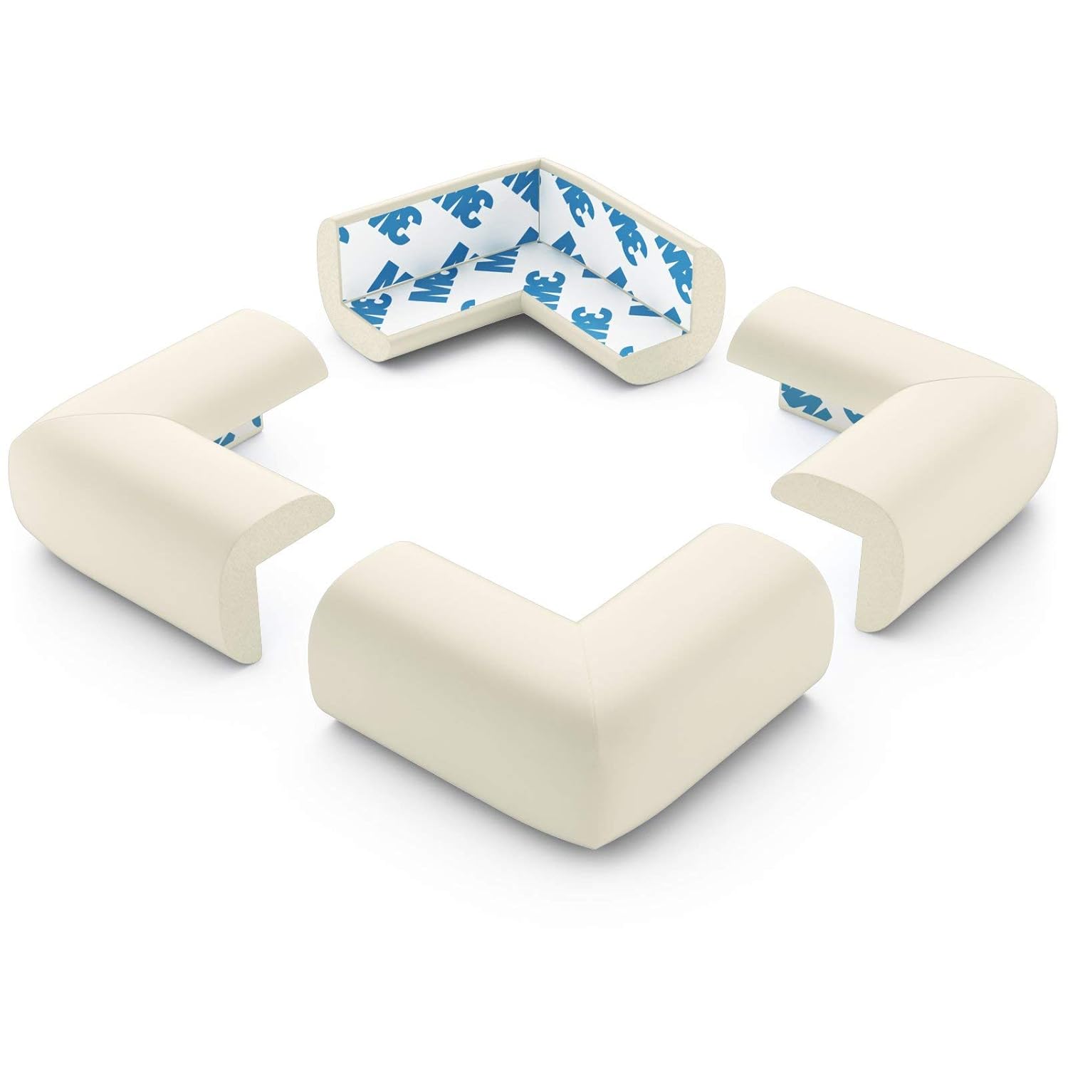Foam Child Safety Corner Covers - PreTaped Edge Protector for Baby, Off White, 12 Pack