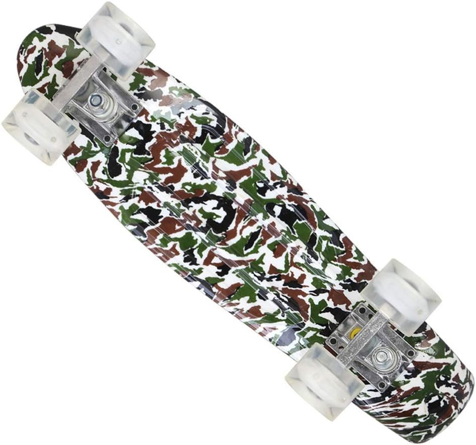QINGQING 4 Wheel Fish Skateboard Penny Cruiser Board Minni Longboards for Kids Camouflage Pattern 22 Inch