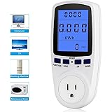 Electricity Usage Monitor Power Meter Plug Home Energy Watt Volt Amps KWH Consumption Analyzer with Digital LCD Display Overload Protection