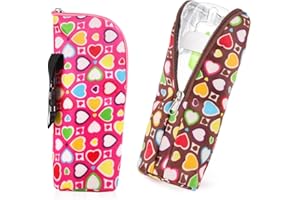 iSuperb® 2 Pack Baby Bottle Tote Bags Nursing Bottle Cooler Warmer Insulated Bag for Travel Stroller 3.1x3.1x9.5inch (Floral Print)