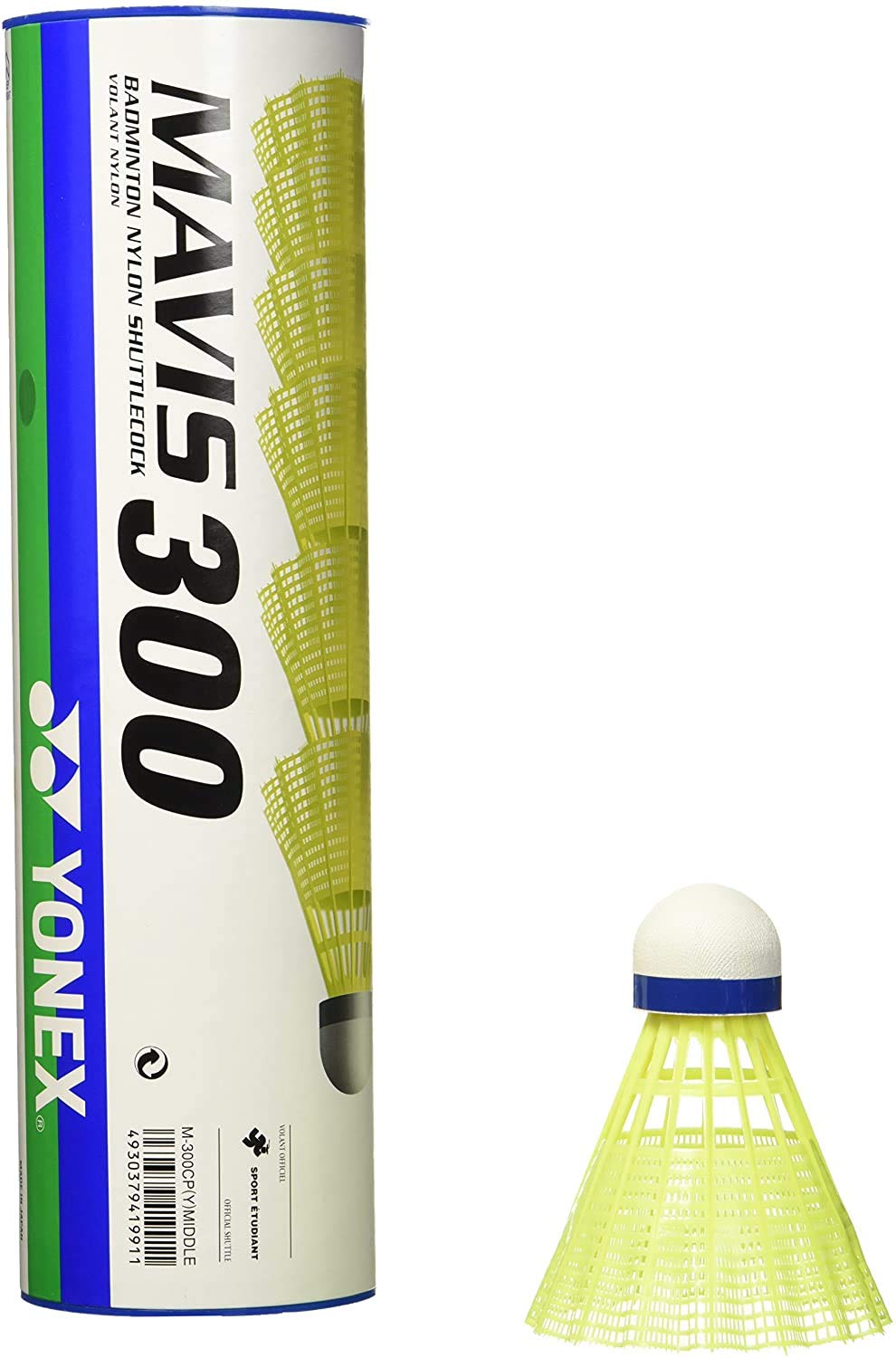 Yonex Mavis 300 Badminton Shuttlecocks, Yellow, lemon tree, Pkg of 3 tubes(18pcs)-Yellow Medium Speed