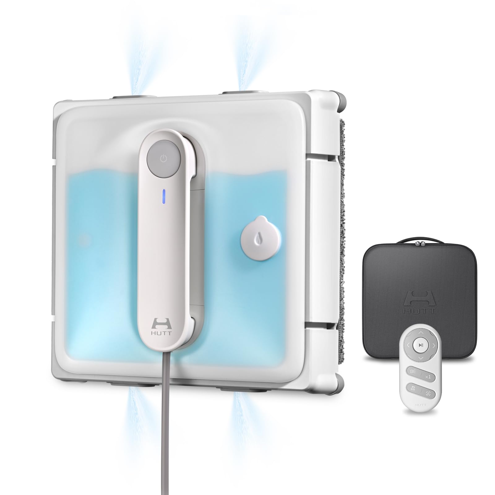 HUTT Robot de limpieza de ventanas automático W9 con 4 pulverizadores de agua, 3 compartimentos de presión mejorados, potencia de succión de 3800 Pa, sensores anticaída y detección de bordes, para ventanas de gran altura, azulejos y vidrio