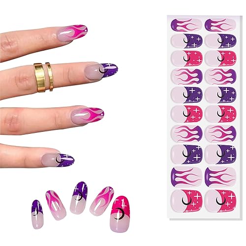 BeauFairy Semi Cured Gel Toe Nail Strips, Salon Gel Nail Stickers, Easy to Apply Remove, Extra Long Wraps with Glossy Finishing, Women Wraps Kit, UV Light Required, with Any Lamps 008