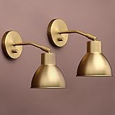 Yosoan Set of 2 Indoor Reading Wall Sconce with On Off Switch, Brass Modern Vintage Industrial with 340 Degree Angle Wall Mou
