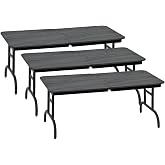 Set of 3 Black Breakable Tables for Wrestling Action Figures | Build Bigger Table-Smashing Matches with 3 Reusable Black Breakaway Tables Sized for Wrestling Figures