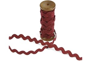 BIAS BESPOKE 3 Yards of Polly 8mm Rigid RIC-Rac Trim on a Wooden Spool, Burgundy