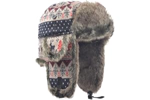 FORDALLIO Cold Weather Faux Fur Ear Flap Trapper Hunter Hat Russian Soviet Ushanka Trooper Pilot Cap