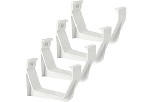 RUBII 4 Pcs 5"W Exterior Gutter Support Hook, Weatherproof ABS Roofing Gutter Hangers, White Rain Gutters Brackets for Repair
