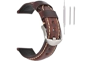 Vintage Leather Watch Band EACHE Watch Strap Oil Wax/Discolored Litchi Grain Genuine Leather Replacement Watchband for Men for Women 18mm 19mm 20mm 21mm 22mm 23mm 24mm