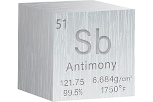 REELANX 1 Inch Antimony Cube Metal Density, High Density Element Cube Pure Metal, for Element Collections Lab Experiment Material,Elemental Collection Hobby,Gift for Children (Antimony)