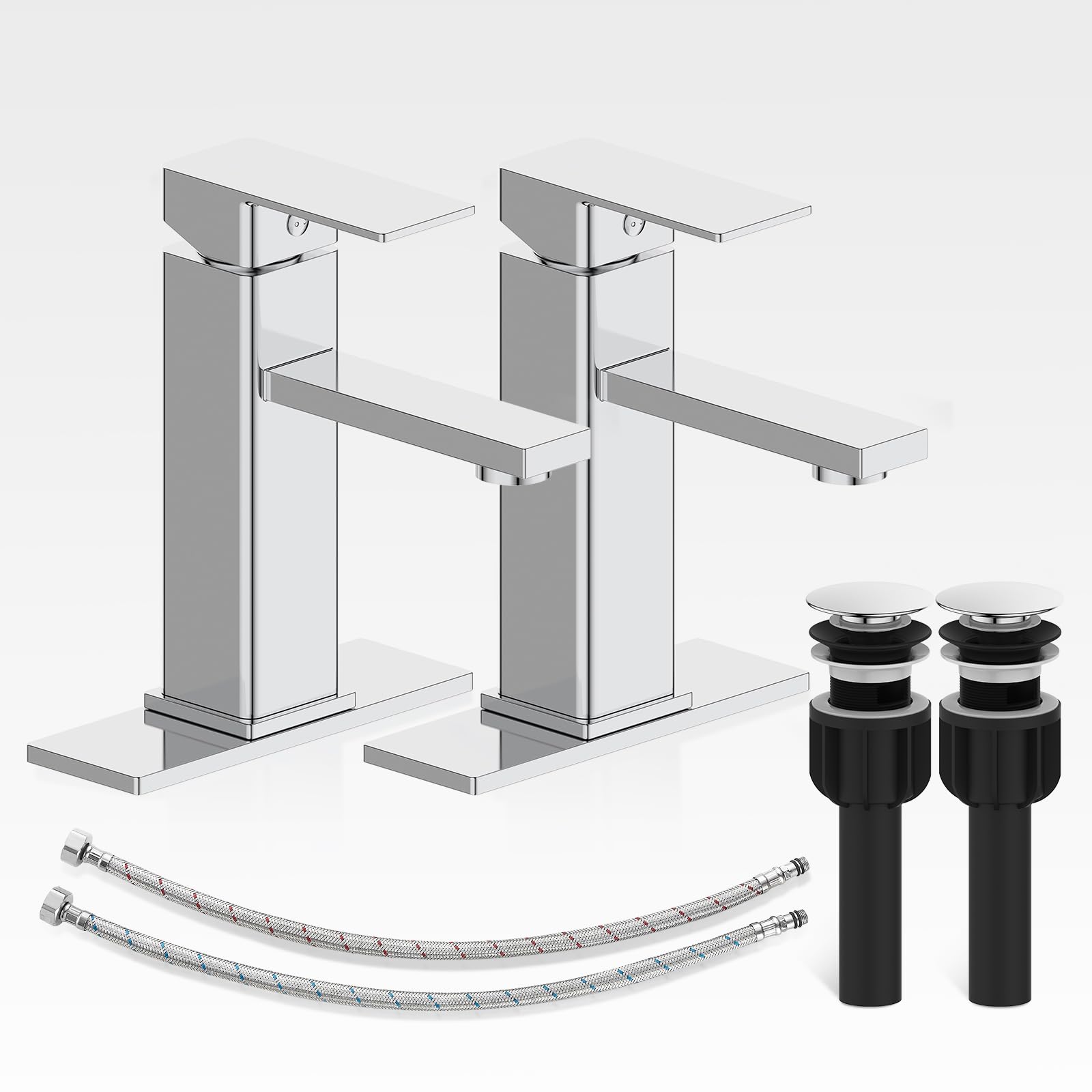 Casavilla Bathroom Faucet-2 Sets, Bathroom Sink Faucets with Pop-up Drain and Deck Plate ...