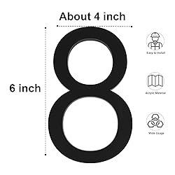 6 Inch Adhesive House Numbers - Black Address