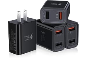 USB Charger Block,4Pack 30W 2-Port USB-A Wall Charger Plug, QC 3.0 Fast Charging Multiport Charging Block Box Brick Power Ada