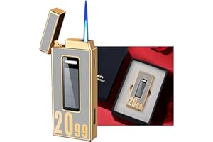 BSDURABLE Metal lighters, Butane-Filled lighters,Lighter Torch Solar Lighter, Refillable Windproof Lighter, Black Ice and Gold, Gift Box, Men's Gift Storm Lighter (Gold)
