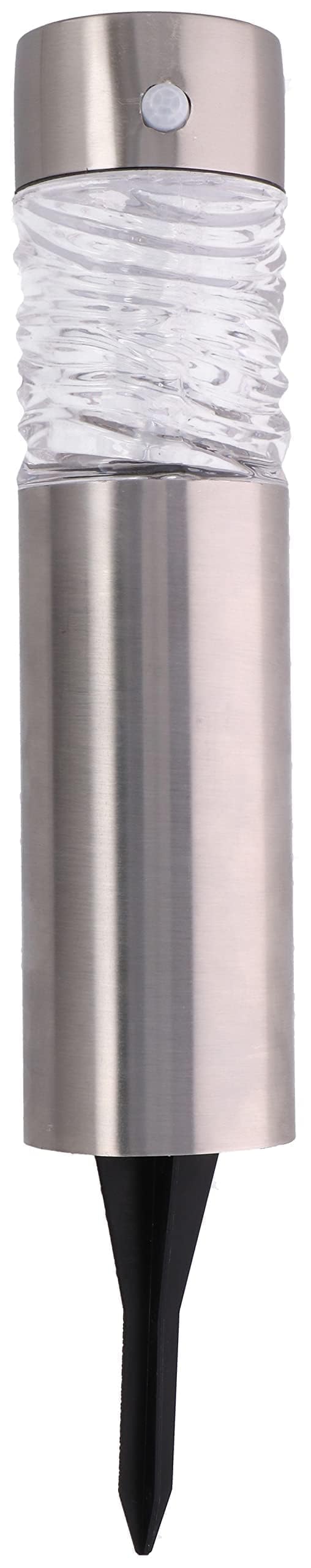 Stainless steel LED solar lamp with earth spike, motion sensor, glass body, H43cm solar lights garden lamp exterior lighting