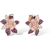Santuzza Sterling Silver Gemstone Flower Earrings for Women