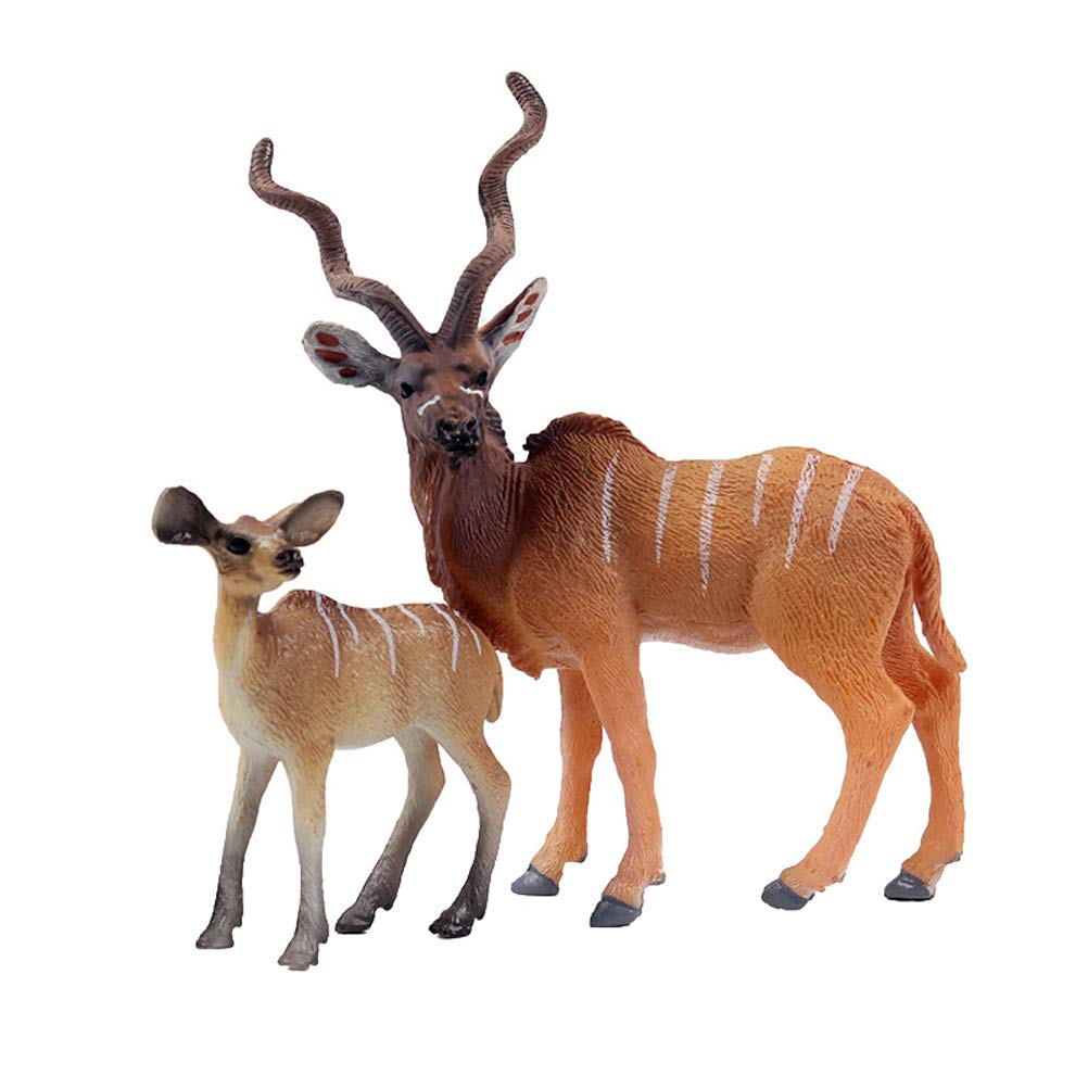 FLORMOON Animal Figures - 2pcs Realistic Horned Antelope Action Model - Plastic Wild Animal Learning Party Favors Toys - Educational Forest Farm Toys Birthday Cupcake Topper For Kids
