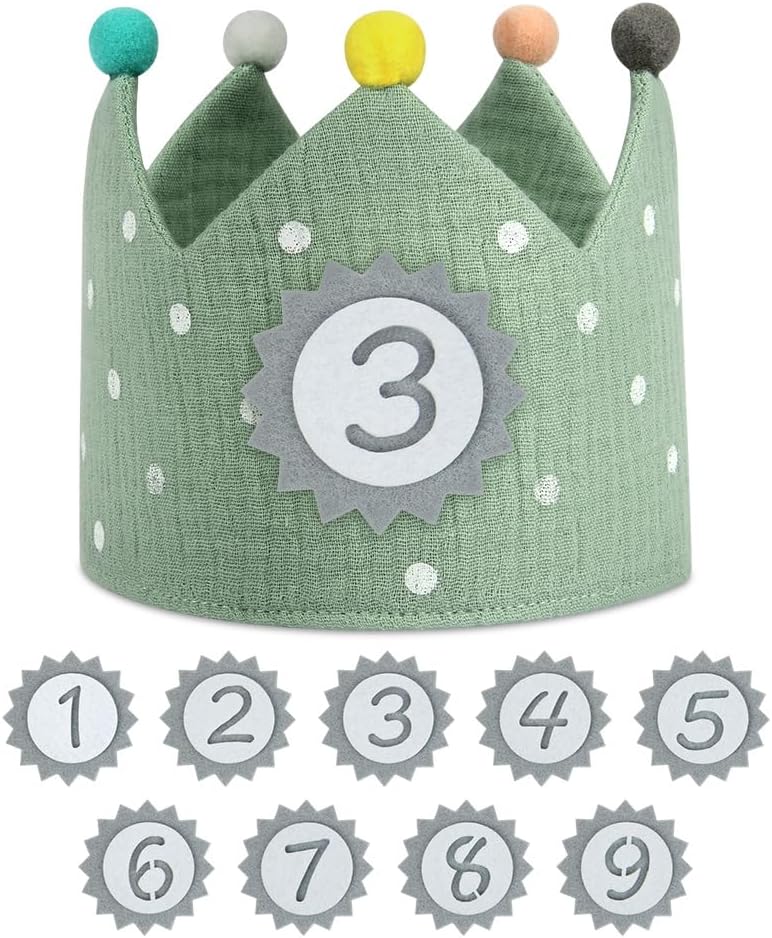 URAQT Kids Birthday Crown Interchangeable Numbers Reusable Tiara Headband