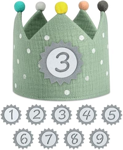 URAQT Kids Birthday Crown Interchangeable Numbers Reusable Tiara Headband
