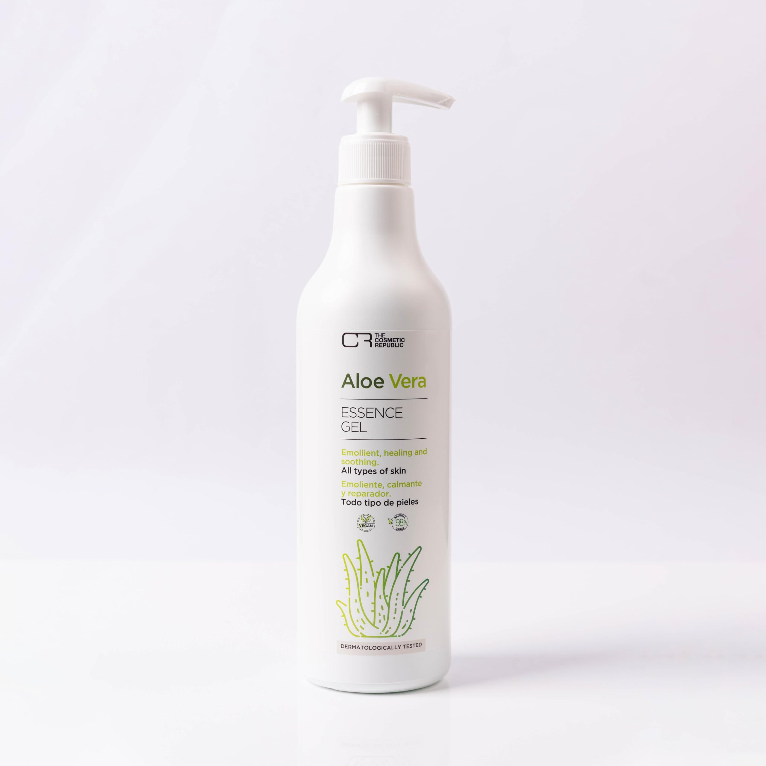 The Cosmetic Republic Aloe Botella Essence Gel 500ml Skin Moisturizer for Sunburned, Delicate Skin - Natural, Pure Aloe Vera, Moisturizer, Unisex