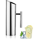 1.5L/50.72OZ Stainless Steel Water Pitcher with Ice Guard, Metal Water Jug with Lid Cold Drinking Pitcher Beverage Container for Juice Coffee Milk, Iced/Hot Tea (1.5 L / 50.72OZ)