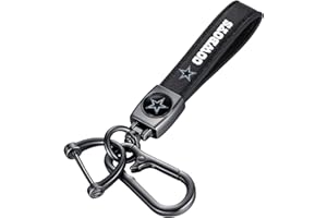 Aollpu Genuine Leather Car Keychain Key Ring Accessories Key Chain Keyring for Football Fans Business Gift Birthday Present