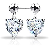 GIGAJEWE White Color Moissanite Stud Earrings Heart Cut Moissanite Earrings 2.0ct/pair,18K Gold Plated 925 Steling Silver, Stud Earrings For Women