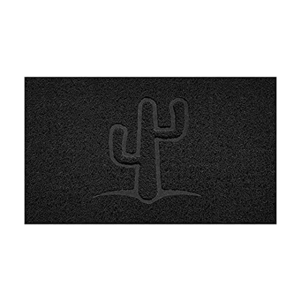 Nicoman Embossed Spaghetti Door Mat Dirt-Trapper Jet-Washable Doormat 70x43cm (Black, CACTUS Shape) - Use Indoor or Sheltered Outdoor