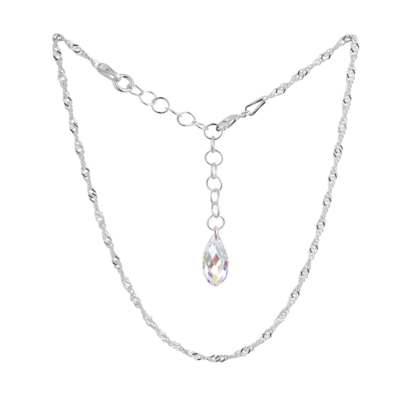 Schöner SD Anklet 925 silver with briolett cut drop crystal
