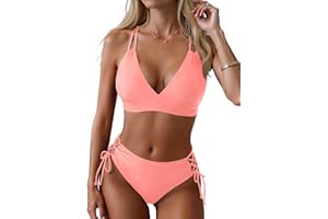 Women's Two Piece Bikini - Push Up Swimsuit Set V Neck Lace Up Bathing Suit 2025 Swimwear