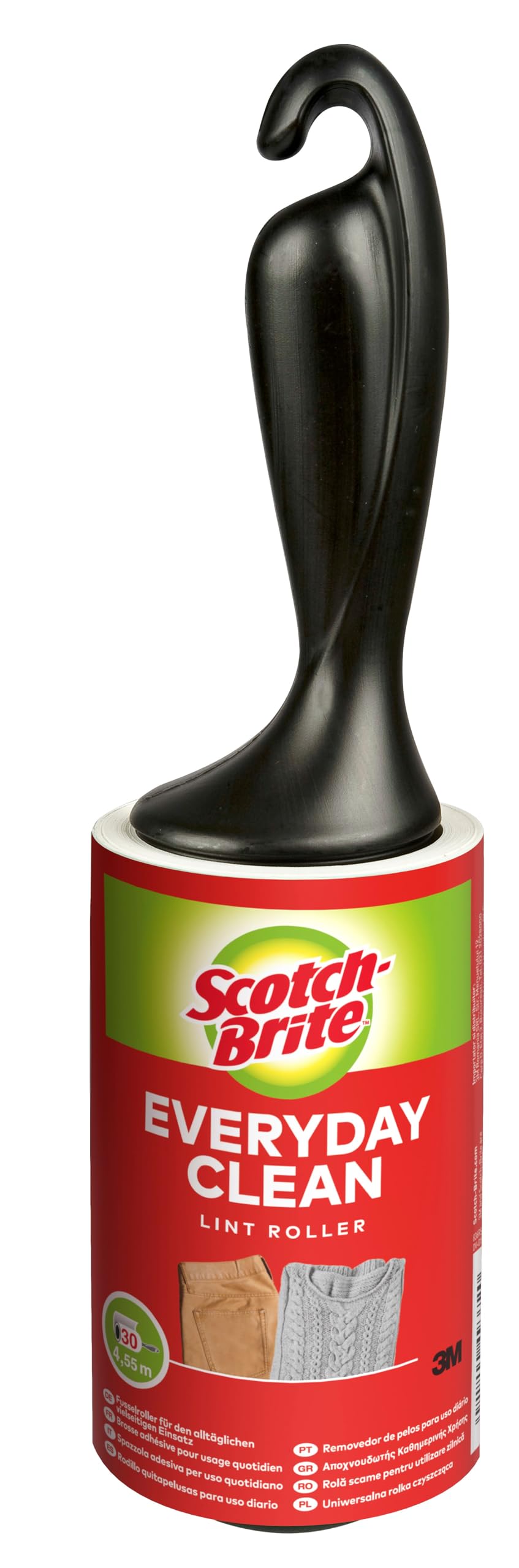 Scotch-Brite Everyday Clean Lint Roller - 1 Roll 30 sheets 4,55 m - Works Great on Pet Hair, Clothing, Furniture and More, Black