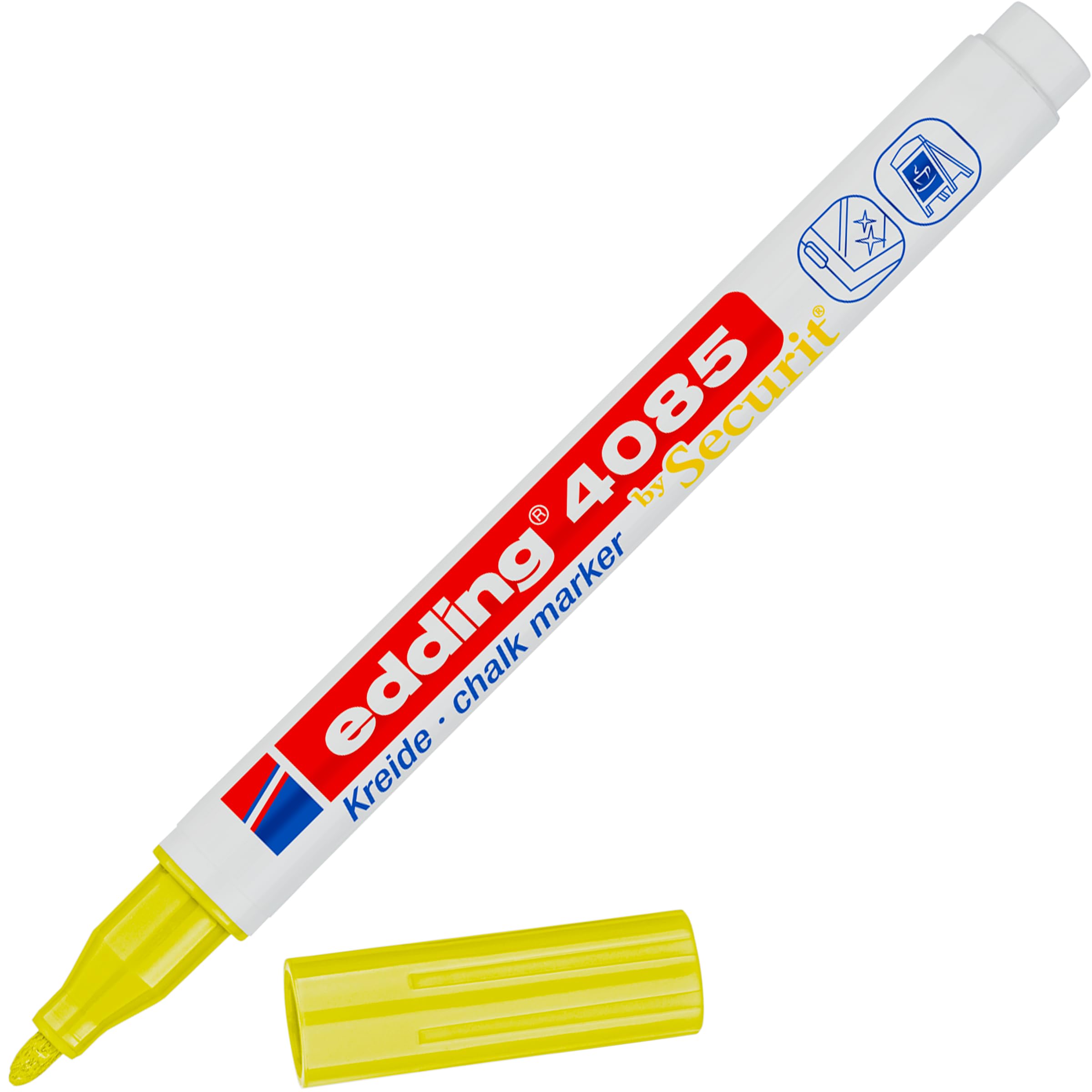 edding 4085 chalk marker - neon-yellow - 1 chalk pen - round nib 1-2 mm - fine-nib wet wipe pen for chalkboards, windows, glass, mirrors - liquid chalk marker pens for opaque coverage