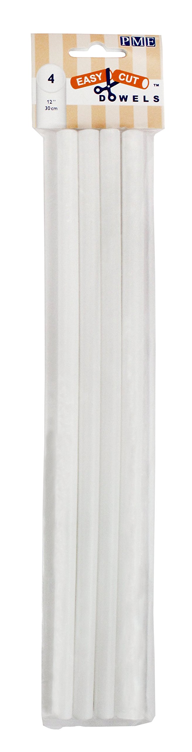 PME Easy Cut Dowels, White 30cm, Pack of 4, 12-Inch