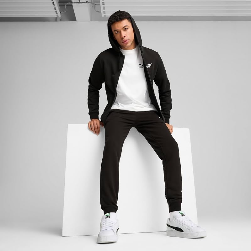 Herren ESS No. 1 Logo Full-Zip Hoodie FL Sweatjacken, Puma Black,