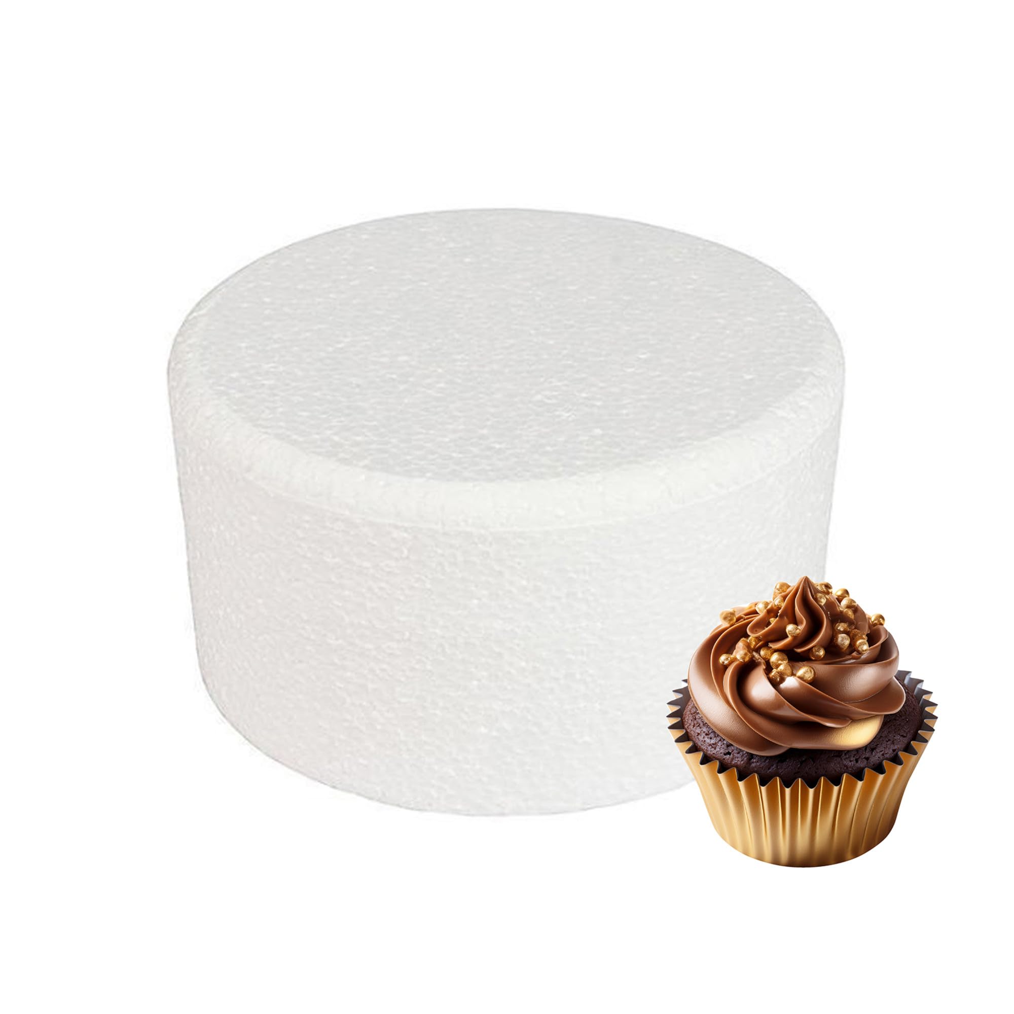 Culpitt 8" x 5" Round Cake Dummy, Bevelled Edge Cake Form, Practice Cake Decorating or Use for Creating Long-Lasting Displays, Smooth Polystyrene