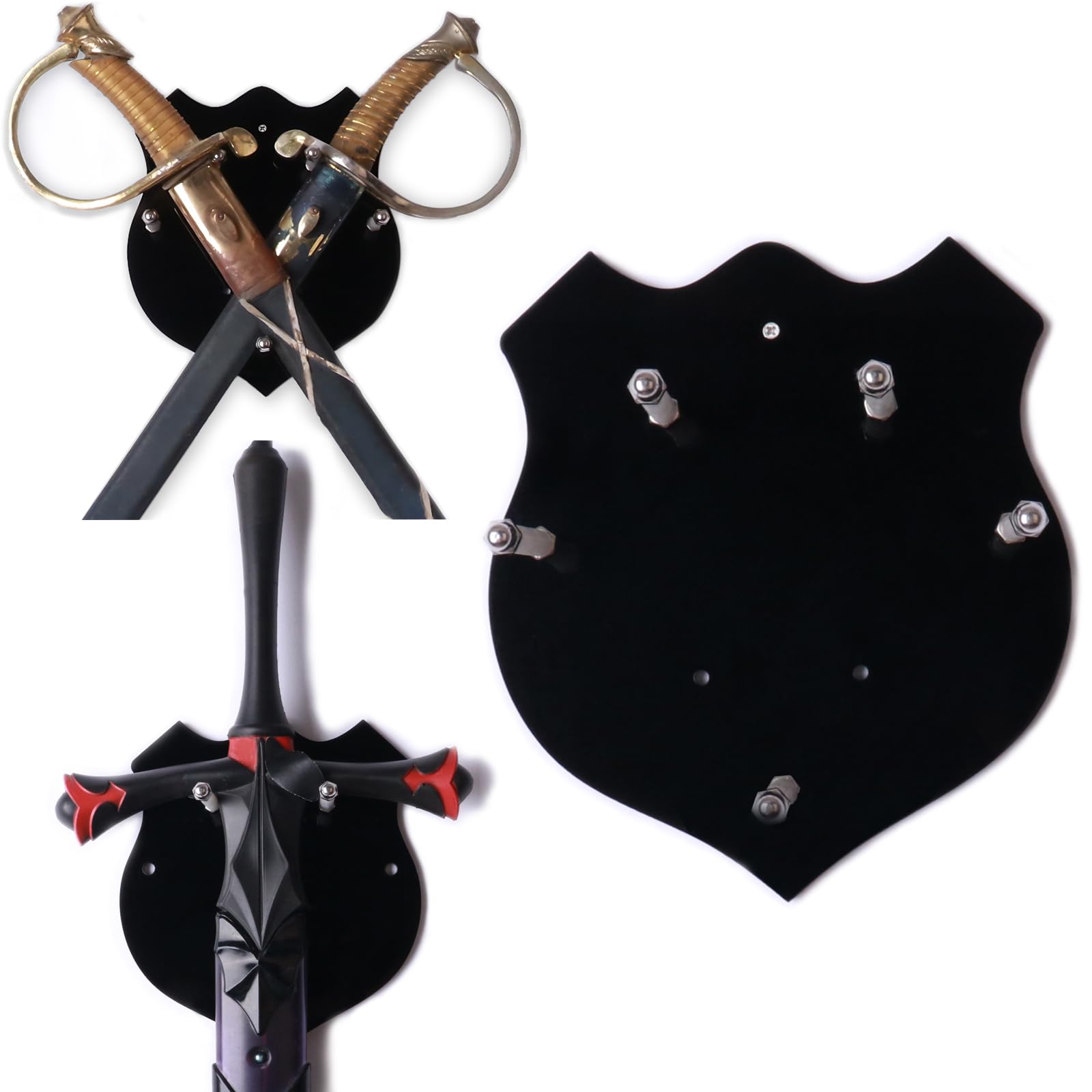 HHUXIUE Sword Plaque, Acrylic Sword Stand for 2 Swords, Wall Mount Sword Holder with Hardware, Stylish & Simple Decor for Bar Room, Game Room, Office, Home
