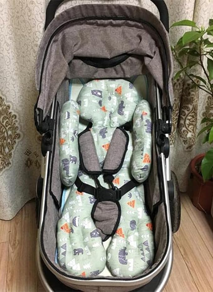 Baby Stroller Cushion Seat Liner Cotton Pushchair Seat Pads Universal Pram Insert Pad Warm Pushchair Seat Covers for Pram Buggy Baby Carriage Washable Winter Thick Infant Pushcar Seat Mat (Green)