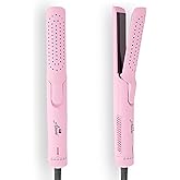 Asani 360° Airflow Styler - 2-in-1 Professional Curling Wand & Hair Straightener - Flat Iron Curler with Cooling Fan, Air Vents - Crimper Styling Tool for Volume & All-Day Curls - for All Hair (Pink)
