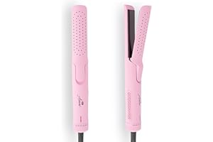 Asani 360° Airflow Styler - 2-in-1 Professional Curling Wand & Hair Straightener - Flat Iron Curler with Cooling Fan, Air Vents - Crimper Styling Tool for Volume & All-Day Curls - for All Hair (Pink)