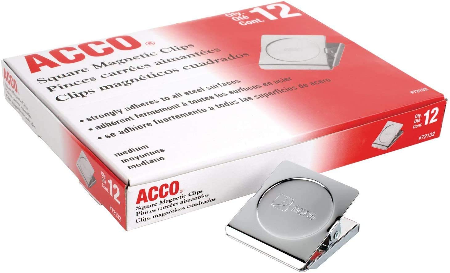Photo 1 of ACCO Square Magnetic Clip, 1 3/4-Inch Size, Medium, 12 Per Pack (A7072132)