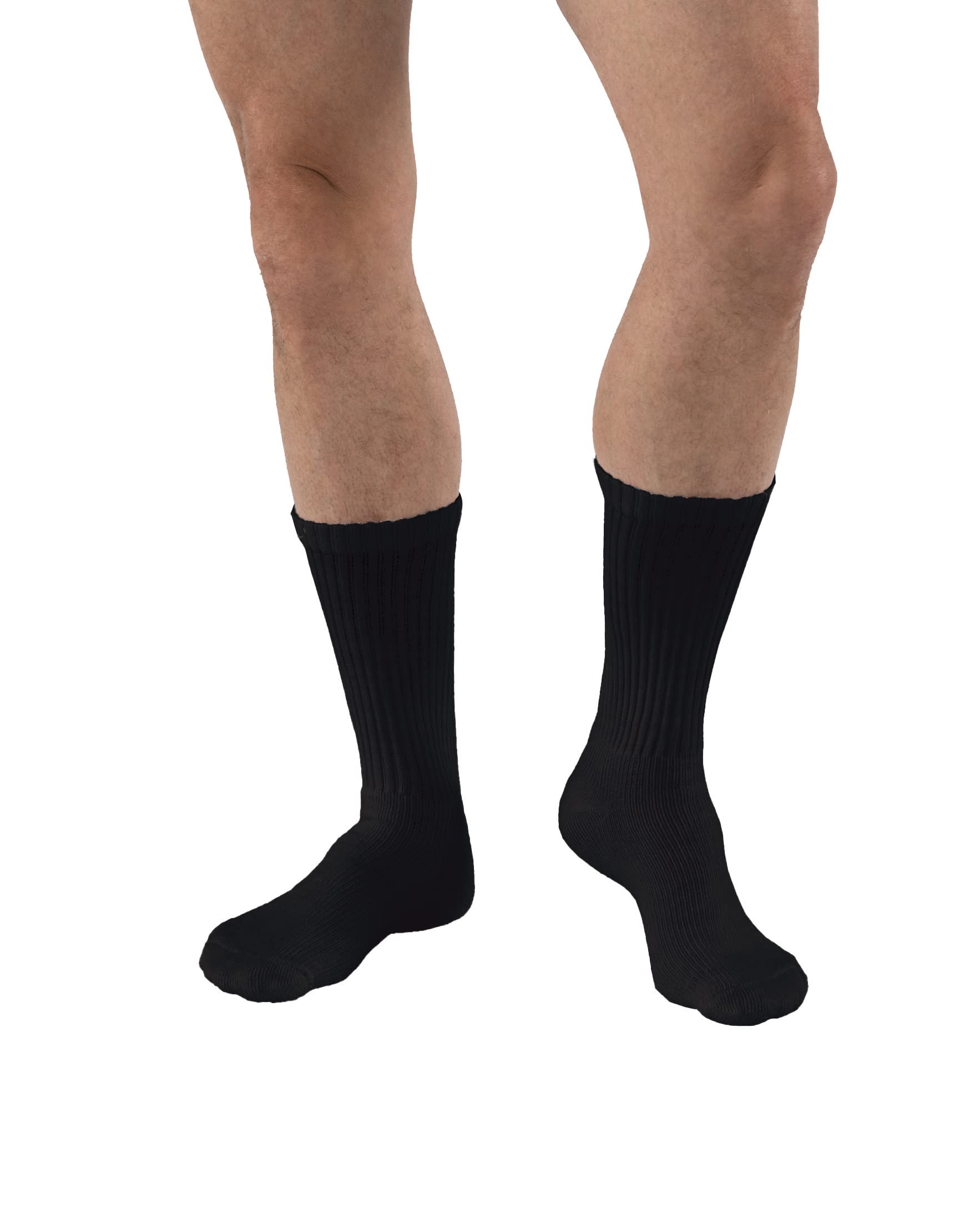 Photo 1 of JOBST SensiFoot Diabetic Compression Socks for Men and Women 8-15 mmHg with Seamless Toe and Moisture Management - Extra Padding in Toe, Foot, and Heel Area - Crew Length - Closed Toe - Black, Medium